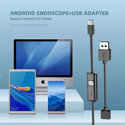 Android Endoscope Camera 7MM 5.5MM Mini Lens 3IN1 TYPE-C Micro USB 6LEDs Waterproof Inspection Borescope for Samsung Huawei PC