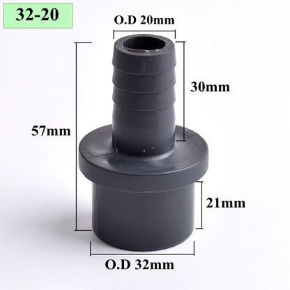 O.D 32/40/50/63-14/20/30/40/50/60mm Big Size UPVC Pagoda Connector Garden Irrigation Pipe Soft Hose Adapter Joint Accessories