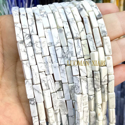 4x13mm Square Natural Stone Light Lavender Chalcedony Loose Spacer Beads for Jewelry Making Diy Bracelet Charms Accessories
