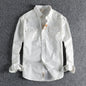 Ameikeji British Style Retro Long Sleeve Shirt Coat Men Spring  Autumn Twill Cotton Versatile Solid Color Male Cargo Work Shirts