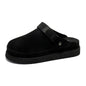Women's Leather Birke Wrap Toe Slippers Men's Comfort Casual Outdoor Sandals Women's Thick Velcro Flats Mueller Shoes