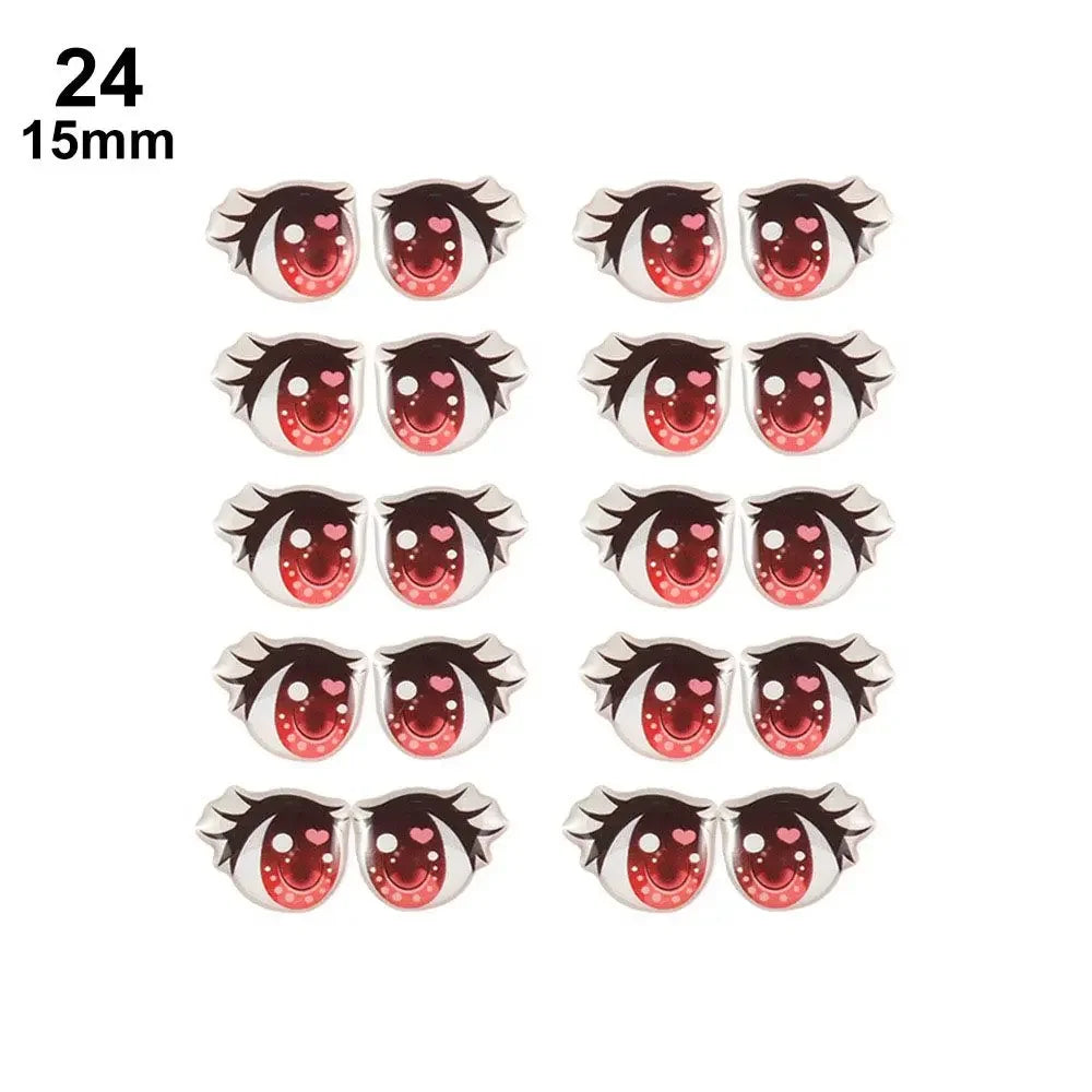 10Pairs Long Eyelashes Cute Love Cartoon Eyes Stickers Anime Figurine Doll Face Organ Paster Clay Decals DIY Doll Accessories