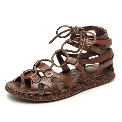 New Summer Roman Men's Sandals Genuine Leather Handmade Casual Shoes for Men Comfy Designer Shoes Outdoor Beach Sandals Mocassin