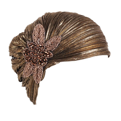 New Women Gold Silver Turban Hats Chemo Bandana Hijab Pleated Indian Cap Turbante Hat Ladies Hair Loss Headscarf Muslim Headwear