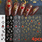 8Pcs Red Heart Nail Stickers 3D Bronzing Silver Gold Heart Shape Star & Moon Metal Totem Nail Slider Self-Adhesive DIY Nail Art*