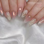 24pcs Black 3D Bow Almond Fake Nails Tips Pearl Love Sequin Design False Nails Art Removable Waterproof Artificial Press on Nail