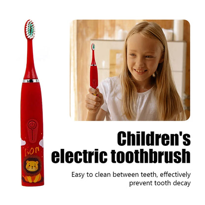 Children Sonic Electric Toothbrush Automatic Waterproof IPX7 Cleaning Brush Cartoon Kids With 12pcs Replacement Brush Heads