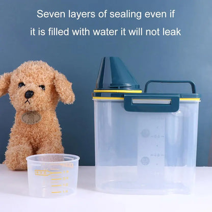 1.5kg/2kg Dog Cat Food Pail Plastic Storage Tank with Measuring Cup Container Moisture-proof Sealed Jar Pet Supplies Accessories