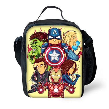 Cartoon Man M-Marvels Iron 3 pcs set Child School Backpack with Lunch Bags ,Pencil Bags School Bags for Boys Girls Best Gift