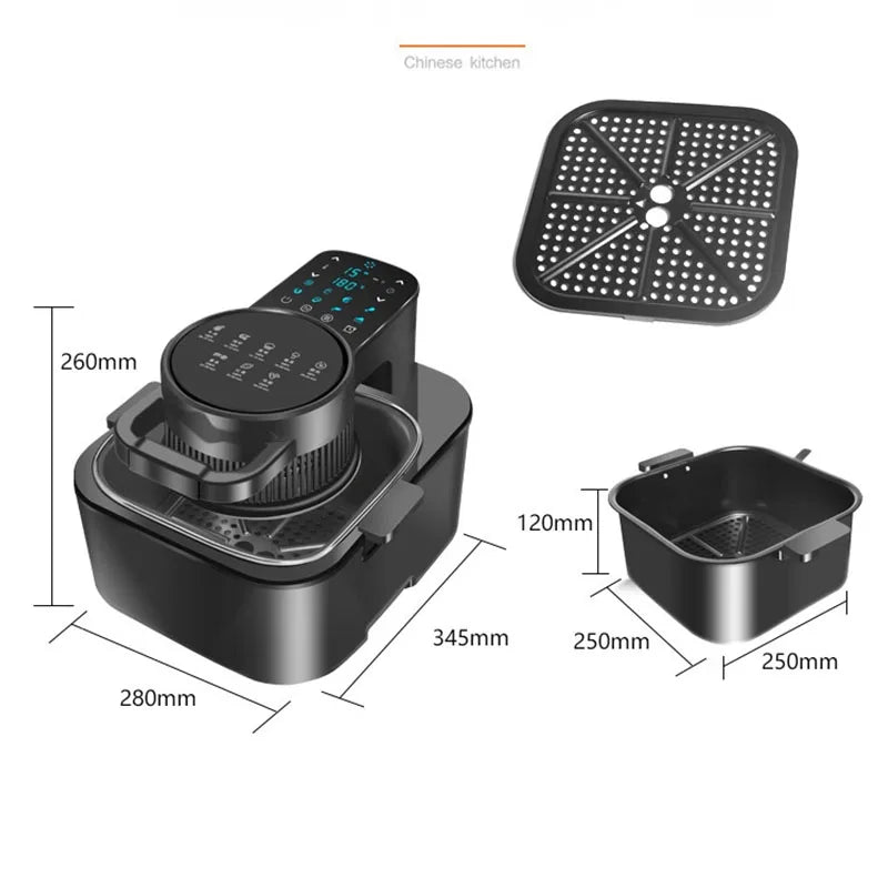 9L Multi functional Home Smart Air Fryer with Large Capacity Touch Screen Reservation Non stick Inner Perspective Oven