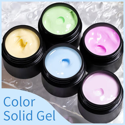BOZLIN 5ML Color Solid Nail Gel Colorful Painting Nail Art Varnish Semi Permanent Solid Polish UV Nail Gel Top Coat Manicure