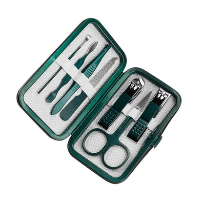 7/18 Pcs Manicure Set Nail Clippers Kit Professional Stainless Steel Nail Care Tools with Leather Travel Case For Man and Women