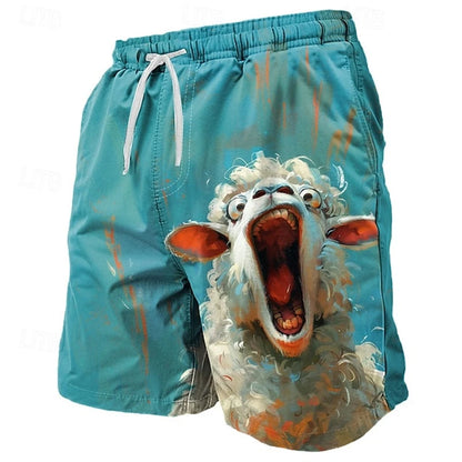 Funny Animals Graphic Beach Shorts Fashion Summer Street Unisex 3D Printed Swim Trunks Casual Beach Vacation Kids Short Pants