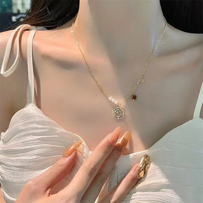2023 New Fashion Trend Light Luxury Elegant Delicate Pearl Double Layer Heart Necklace Ladies High Jewelry Party Gifts Wholesale