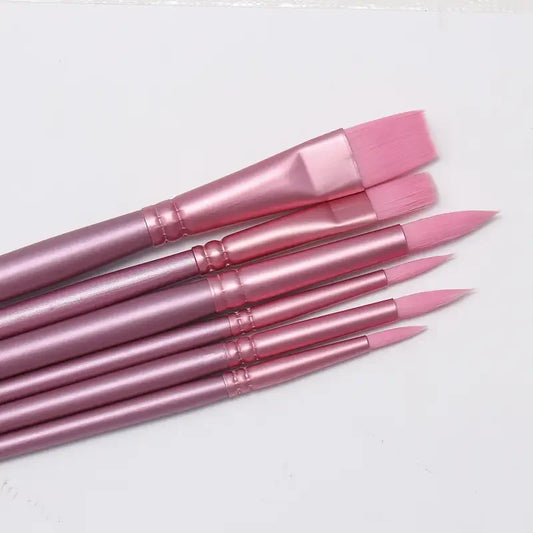 6/4 Brush Set, Sharp and Flat Watercolor Brushes, Nylon Hair Acrylic Brushes, Painting Supplies