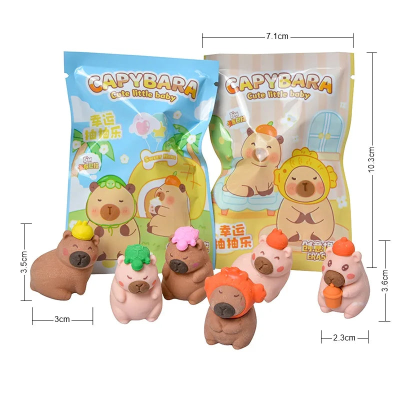 New In 32Pcs/Box Capibala Blind Box Cute Doll Eraser Action Pencil Doll Student Supplies Stationery Children's Gifts