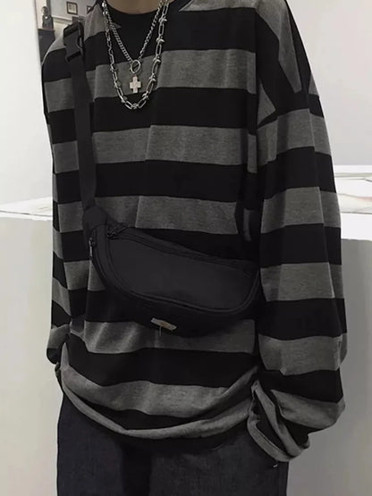 Striped Shirt Streetwear Harajuku Couple Tops Female Long Sleeve Gothic Shirts Spring Woman T-shirt Vintage Blouse Tops