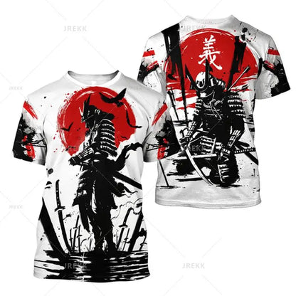 Japanese Harajuku Printed T Shirt For Men Fashion Samurai Mask Graphic T shirts Summer Leisure O-neck Pullover Oversized Topsy2k