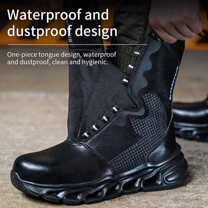 Men Work Boots Safety Shoes Indestructible Steel Toe Shoes Work Shoes Lightweight Security Breathable High Top Hiking Sneakers