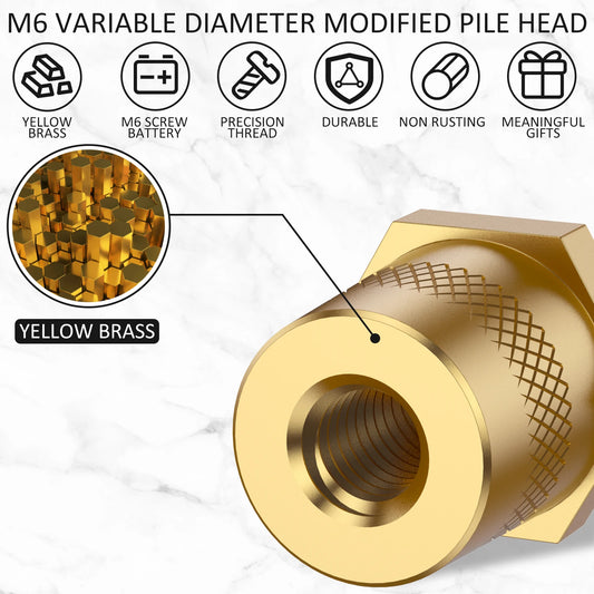 1 Pair Battery Pole Adapter Brass Battery Terminal Connector M6 Thread Positive Negative Battery Post Connector Terminal Adapter