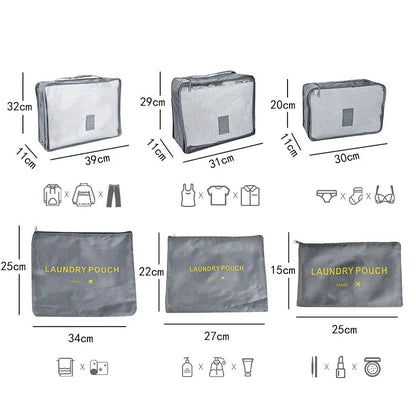 6/7 Pcs Set Travel Organizer Storage Bags Suitcase Packing Cubes Cases Portable Wardrobe Luggage Clothes Shoe Pouch Fold