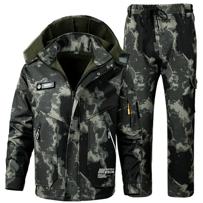 New Winter Velvet Thickened Jacket Suit for Men and Women Windproof and Water-proof Outdoor Cold-proof and Warm Work Clothes