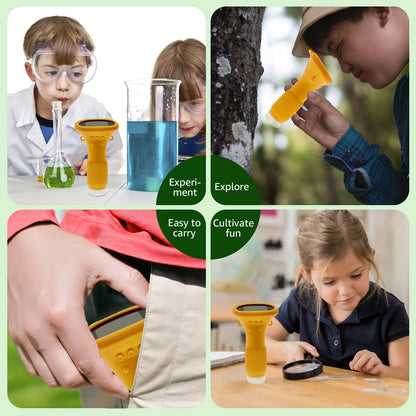 Mini Kids Microscope 1000X 2'' High Definition Display Handheld Pocket Microscope LED Lights Adjustable Portable Science Toys