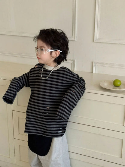 Kids Shirts New Spring Fashion Korean Undershirts Baggy Long Sleeve Simple Style 2025