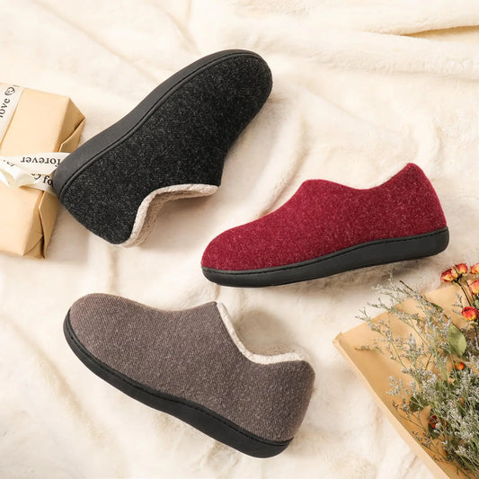 Pallene Women Curly Cotton Shoes Closed Back Home Slippers Memory Foam Soft Bottom Slides Winter Outdoor Walk Casual Slippers