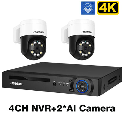 8MP 4K Face Detection Security PTZ IP Camera System Audio POE NVR Kit CCTV Humanoid Outdoor Home Video Surveillance Xmeye