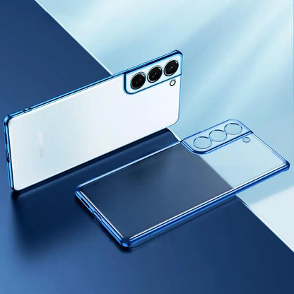 Luxury Gold Plating Phone Case For Samsung Galaxy S21 Ultra S20 Plus S22 S 21 20 5g Camera Protect Transparent Silicone Cover