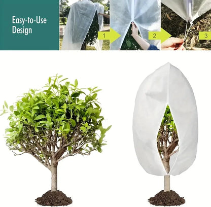 1PC Winter Plant Warm Cover Non-woven Plant Anti Freezing Bag In Outdoor Yard Vegetation Anti-Frost Bag Drawstring Zipper Design
