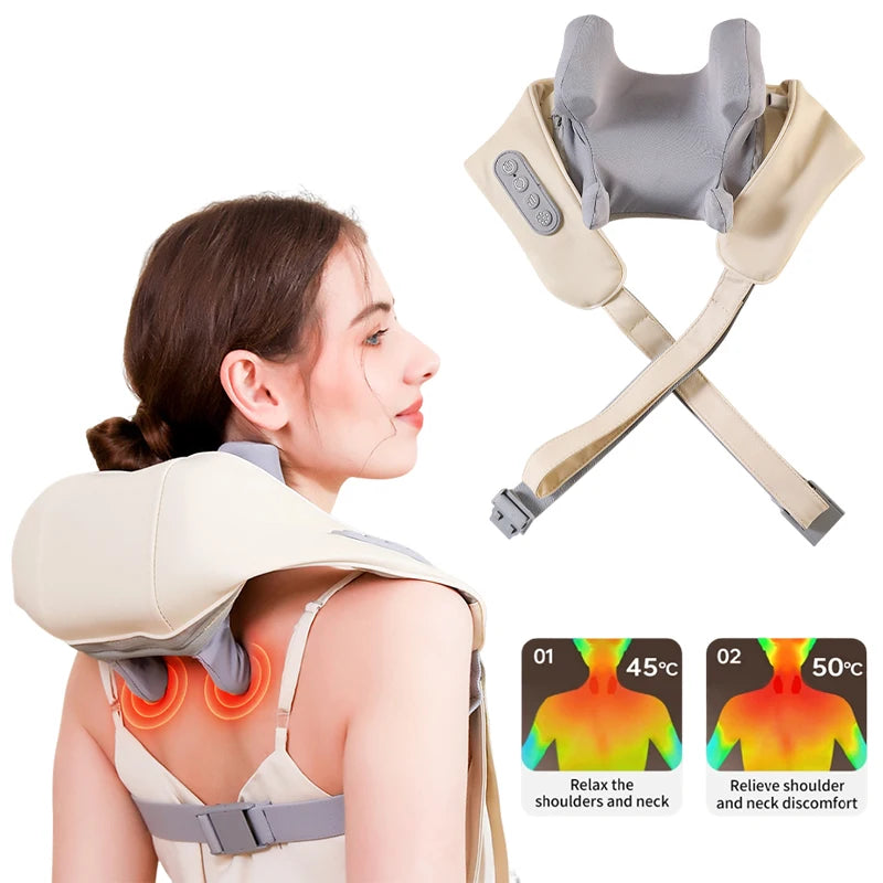 Shoulder And Neck Massager Wireless Electric Air Compress Kneading Multifunctional Back Massager Shawl Massaging Muscle Relaxing