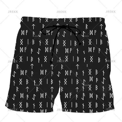 Harajuku Short Pants For Men Personality Street Vinking 3d Print Beach Shorts Holiday Casual Hawaii Beachwear Pockets Gym Trunks