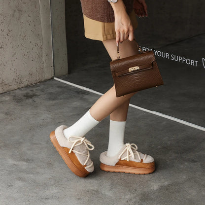2024 Fashion Women's Winter Warm Snow Boots Toe Wrap Warm Cotton Slippers 5cm Padded Thickened Platform Ankle Boots Botas Mujer