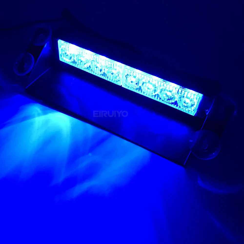 12V Car Flashing Warning Lights LED Police Strobe Lamps DRL Day Running Interior Windshield Suction Truck Automotive Accessories