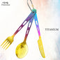 TiTo TiTanium Spork Spoon Tableware Combination Outdoor Camping Titanium Alloy Fork Collection Travel Knife Practical 3Pcs Set