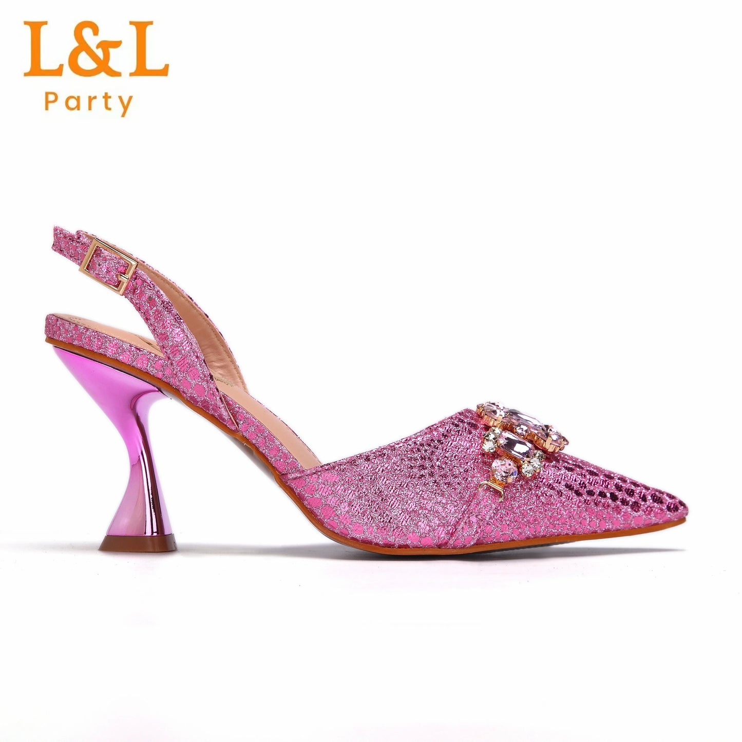 2024 Newest INS Pink Color Elegant High Heels Nigeria Popular Design African Ladies Shoes And Bag Set for Wedding Party