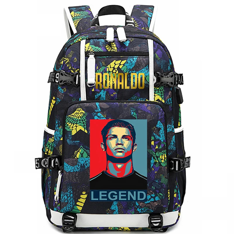 Ronaldo Print Student School Bag Children's Backpack Outdoor Travel Bag
