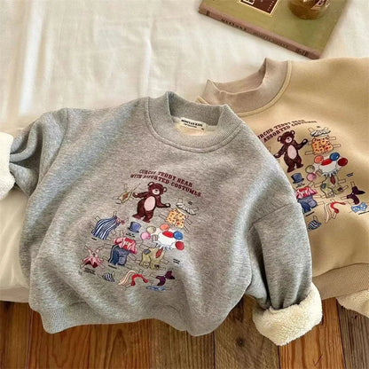 Boys Girls Padded Fashion Sets Children Autumn Winter Cartoon Suits Kids Casual Sweatshirt+Pants 2Pcs Outfits New Trend Clothing