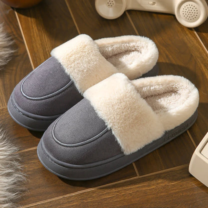 2024 New Winter Trend Concise Indoor Mule Warm Cosy Non-slip Plush Slippers For Women Closed-toe Slides Ladies Home Cotton Shoes