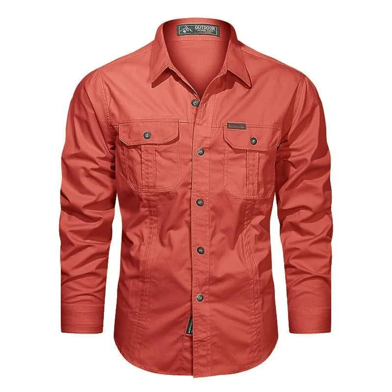 Men's Long Sleeve Casual Cotton Shirts High Quality multi-pocket Camisa Militar Overshirt Brand Clothing Cargo Work Shirts
