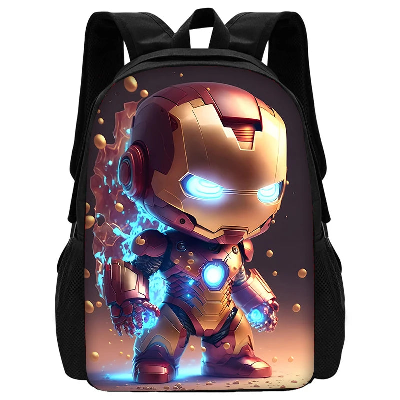 Cartoon Man M-Marvels Iron 3 pcs set Child School Backpack with Lunch Bags ,Pencil Bags School Bags for Boys Girls Best Gift