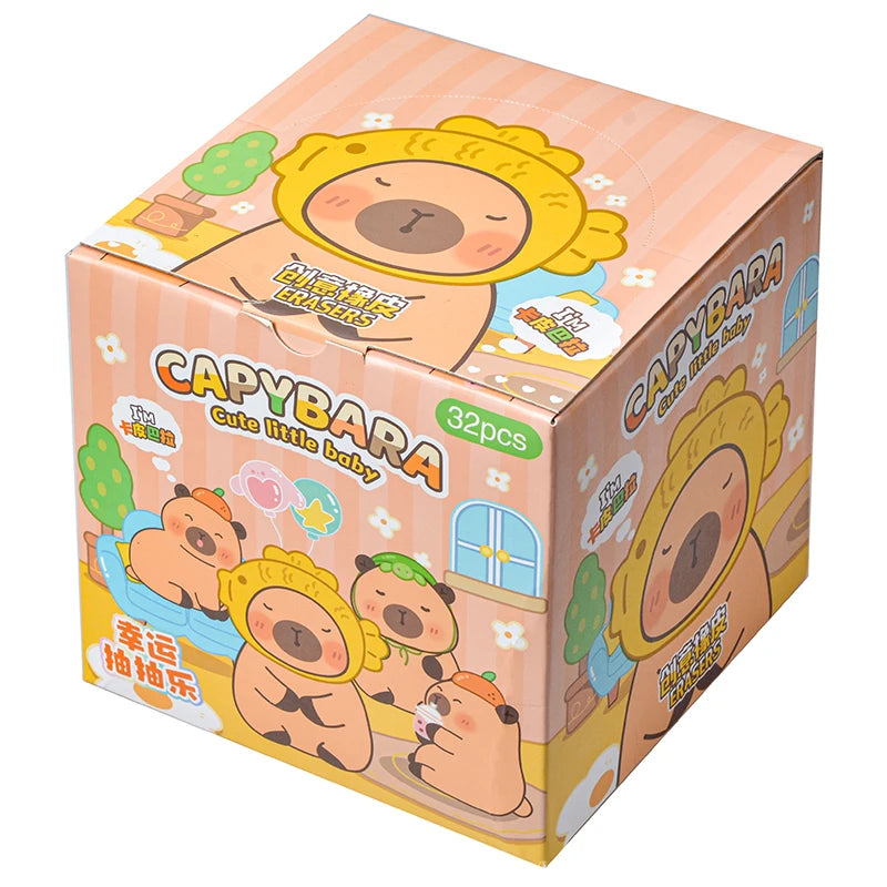 New In 32Pcs/Box Capibala Blind Box Cute Doll Eraser Action Pencil Doll Student Supplies Stationery Children's Gifts