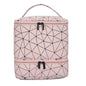 30 Grids PU Nylon Makeup Bag Double Layer Handbag Manicure Bag with Handle Professional Nail Case Travel Cosmetic Organizer Bag