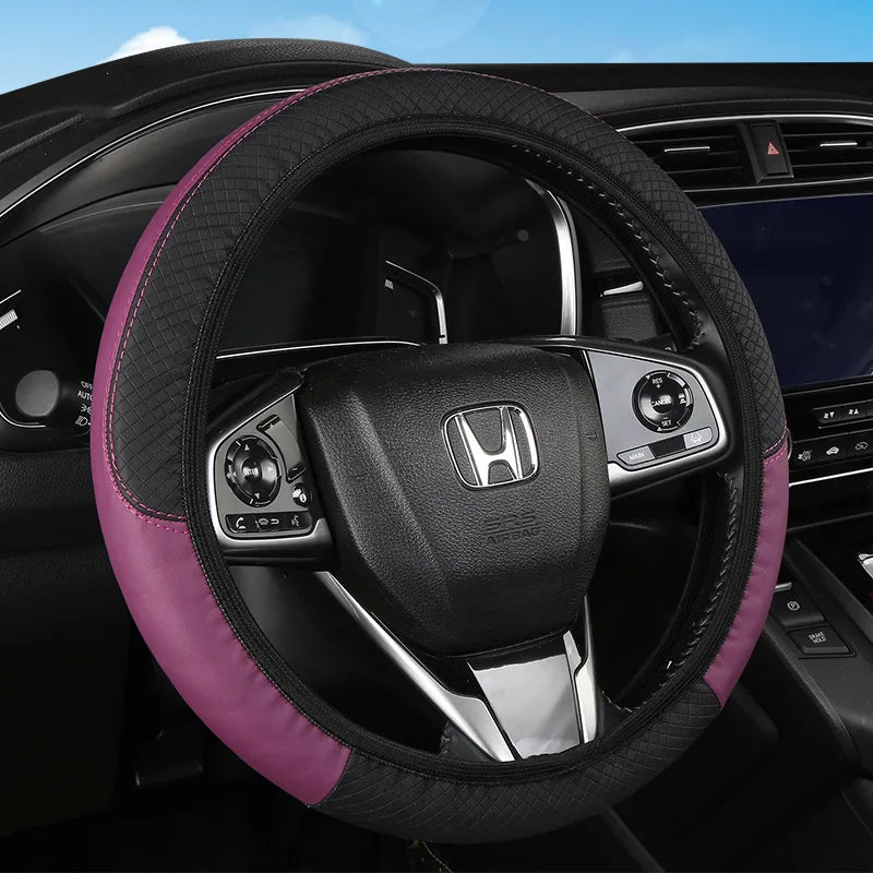 Car Steering Wheel Cover Breathable Anti Slip PU Leather Steering Covers Suitable 37-38cm Auto Decoration Car Accessories