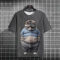 Summer Men's T-Shirt Funny Cat Print Oversized Short Sleeve Man T-Shirt Round Neck Casual Men Women Tee Neutral Clothing 2024