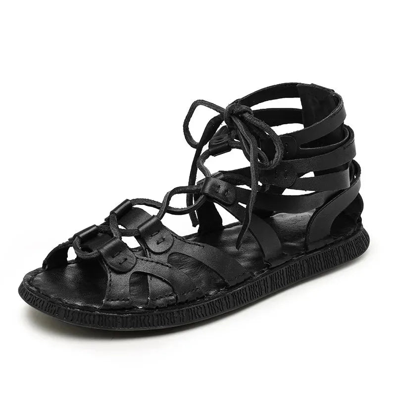 New Summer Roman Men's Sandals Genuine Leather Handmade Casual Shoes for Men Comfy Designer Shoes Outdoor Beach Sandals Mocassin