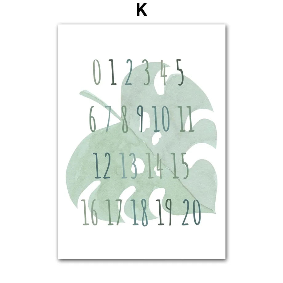 Cartoon Dinosaur Numbers Alphabet Jurassic Dino Nursery Posters Print Canvas Painting Wall Art Picture Baby Kids Room Home Decor