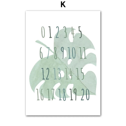 Cartoon Dinosaur Numbers Alphabet Jurassic Dino Nursery Posters Print Canvas Painting Wall Art Picture Baby Kids Room Home Decor
